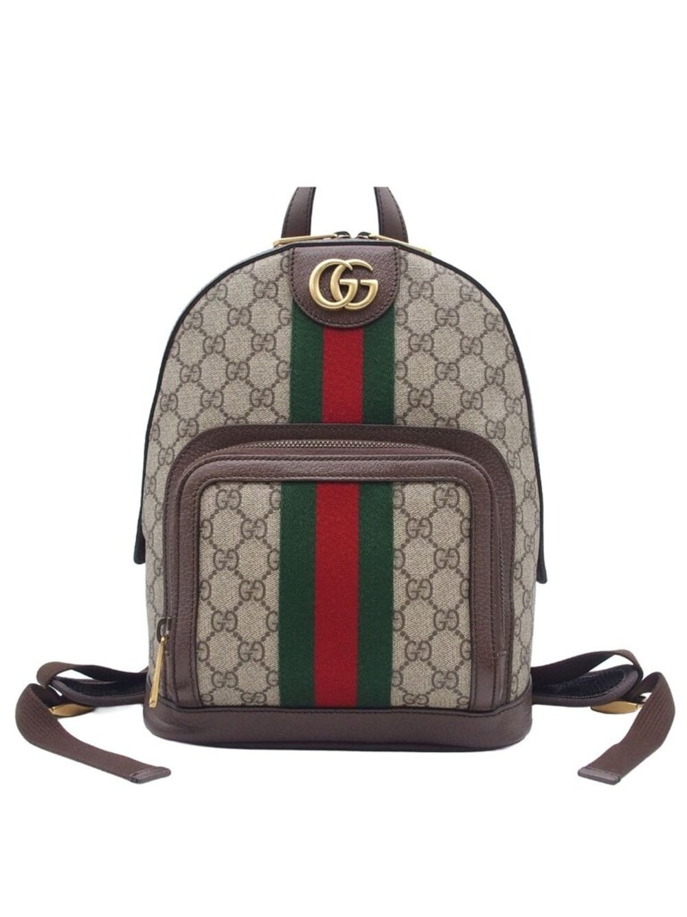 Gucci Backpack Beige Ebony GG Supreme Canvas Web Line